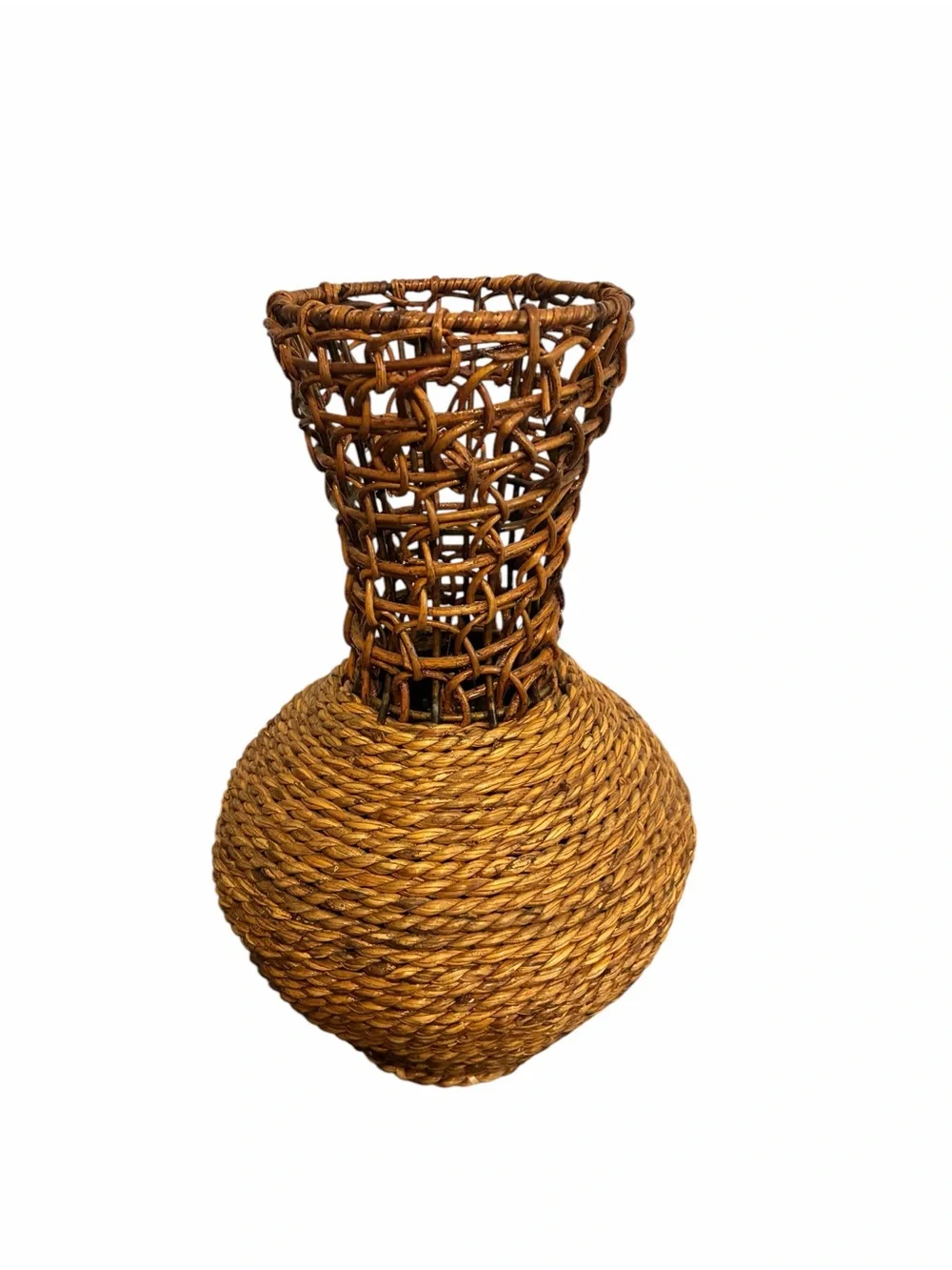 American Rope & Reed Handwoven Vase MCM